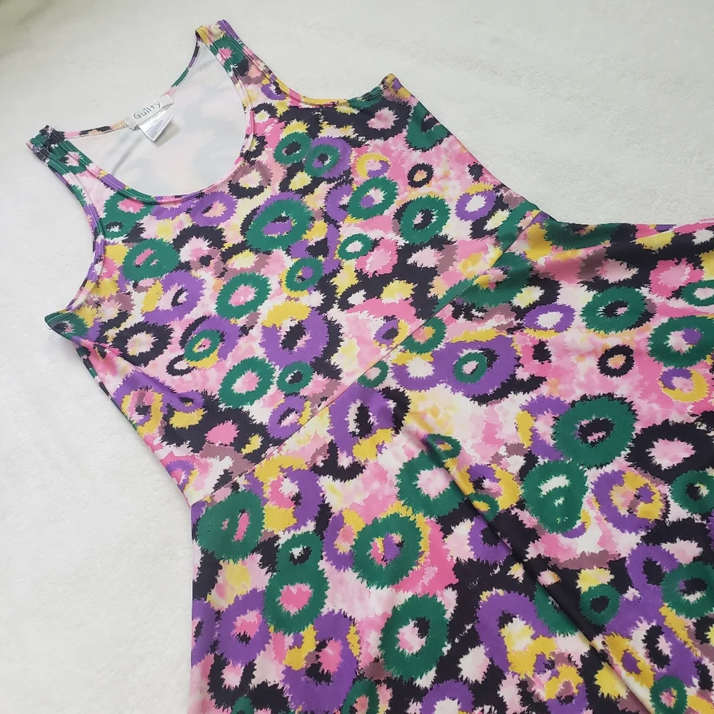 Guilty, Floral Fireworks Colourful Ombre 90s Skater Dress, Medium, Multicoloured - Picture 5 of 14